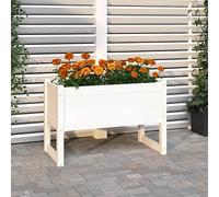 CKioict Grand bac à plantes d'extérieur - En pin massif - Blanc - 78 x 40 x 52 cm - Pour jardin, balcon et terrasse
