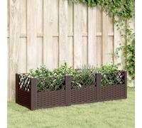 CKioict Jardinière avec piquets - Marron - Pour terrasse et extérieur - 123,5 x 43,5 x 43,5 cm - PP