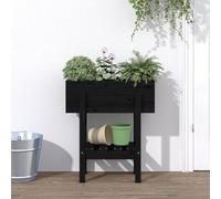 CKioict Jardinière noire - Pour l'extérieur - 62 x 30 x 69 cm - En bois de pin massif