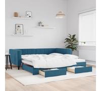 CKioict Lit à palettes moderne - Cadre de lit pour adolescent - Extensible - Avec tiroirs - Bleu - 100 x 200 cm - En velours - Convient pour chambre d'amis, chambres à coucher