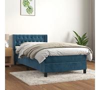 CKioict Lit d'appoint/lit simple, meuble de chambre à coucher, à sommier tapissier, avec matelas, bleu foncé, 100 x 200 cm, en velours, convient pour chambre d'amis, chambre à coucher