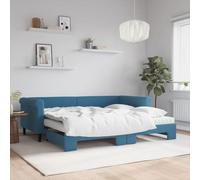 CKioict Lit double moderne extensible avec matelas bleu 90 x 200 cm - Convient pour chambre d'amis, chambre à coucher