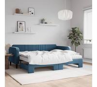 CKioict Lit double moderne extensible avec matelas bleu 90 x 200 cm - Convient pour chambre d'amis, chambre à coucher