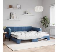 CKioict Lit double moderne extensible en velours bleu 100 x 200 cm Convient pour chambre d'amis, chambres à coucher