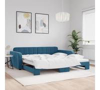 CKioict Lit double moderne extensible en velours bleu 100 x 200 cm Convient pour chambre d'amis, chambres à coucher