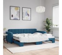 CKioict Lit double moderne extensible en velours bleu 90 x 200 cm Convient pour chambre d'amis, chambres à coucher