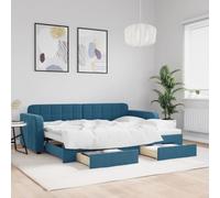CKioict Lit moderne en palettes, extensible, avec tiroirs, bleu, 80 x 200 cm, en velours, convient pour chambre d'amis, chambres à coucher