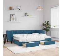 CKioict Lit moderne en palettes, extensible, avec tiroirs, bleu, 80 x 200 cm, en velours, convient pour chambre d'amis, chambres à coucher