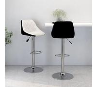 CKioict Lot de 2 tabourets de bar d'extérieur en cuir synthétique blanc et noir Convient pour salle à manger, bistro, salon