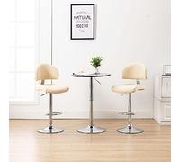 CKioict Lot de 2 tabourets de bar hauts - En cuir synthétique - Blanc crème - Convient pour salle à manger, bistro, salon