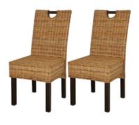 CKioict Lot de 2 tabourets de bistrot ergonomiques modernes - En rotin de manguier - Pour chambre à coucher, salon, cuisine