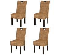 CKioict Lot de 4 tabourets de bistrot ergonomiques modernes - En rotin de manguier - Pour chambre à coucher, salon, cuisine