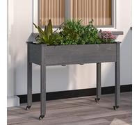 CKioict Pot de fleurs avec insert et roulettes - Gris - Pour l'extérieur et l'intérieur - 118 x 59 x 80 cm - Bois de sapin