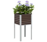 CKioict Pot de fleurs pour l'extérieur et la terrasse - Marron - 45 x 45 x 88 cm - Acier