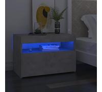 CKioict Table de chevet moderne - Facile à monter - Avec lumières LED - Gris béton - 60 x 35 x 40 cm - Pour petites pièces, salon, chambre à coucher