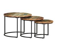 CKioict Tables gigognes 3 pièces en bois recyclé massif meubles de salon table pour intérieur salon