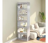 CKioict Vitrine d'angle moderne sur pied, meuble de salon, bibliothèque, séparateur de pièce, gris béton, 60 x 30 x 198 cm, pour salon, chambre à coucher, bureau