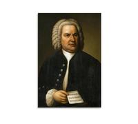 ckklik Bach Portrait Art Impression d'art classique Musicien Vintage Illustration Historique Figure Poster Musicien Cadeau Amoureux de Musique Style Baroque Décoration d'intérieur Intemporelle Art
