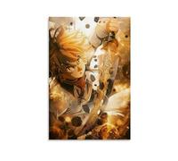 ckklik Impression artistique de personnage d'anime combattant l'épée - Décoration murale fantaisie - Décoration d'intérieur unique inspirée du manga - Cadeau esthétique pour les fans - Couleurs vives