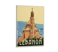 ckklik Poster du Liban - Décoration murale vintage - Paysage urbain - Paysage méditerranéen - Inspiration de voyage - Décoration d'intérieur - Patrimoine culturel - Cadeau unique - 61 x 91,4 cm