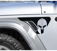 CKPEOR Autocollant en Vinyle précoupé pour évent de Garde-Boue latéral avec Casque Spartan, Compatible avec Jeep Wrangler JL JLU 2018-2025 et Gladiator JT 2020-2025,Noir