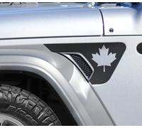 CKPEOR Autocollant en Vinyle prédécoupé du Drapeau Canadien pour Ventilation latérale Compatible avec Jeep Wrangler JL JLU 2018-2025 et Gladiator JT 2020-2025,Noir