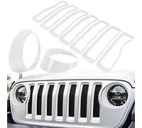 CKPEOR Insert de Grille de calandre Avant et revêtement de Garniture de Phare pour Jeep Wrangler JL JLU Unlimited Sport/Sports 2018-2022, Accessoires extérieurs,Blanc