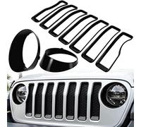 CKPEOR Insert de Grille de calandre Avant et revêtement de Garniture de Phare pour Jeep Wrangler JL JLU Unlimited Sport/Sports 2018-2022, Accessoires extérieurs,Noir