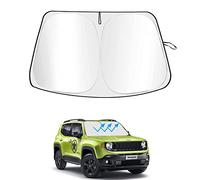 CKPEOR Pare-Soleil de Pare-Brise Avant pour Jeep Renegade 2015-2023 SUV, Pare-Soleil Pliable Bloque Les Rayons UV pour Garder Votre Voiture au Frais,Silver and Black