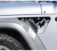 CKPEOR Side Fender Vinyl Stickers Montagnes et Arbres pour Jeep Wrangler 2018-2025 JL JLU & 2020-2025 Gladiator JT