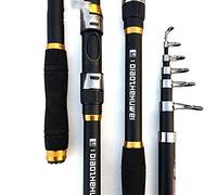 CKryzillix Canne A Peche, Cane A Peche Adulte Blanc for Canne à pêche en Fibre de Carbone + FRP télescopique Pêche Cannes 2.1-3.6M(Black,2.4 m)
