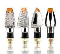 CKryzillix Clignotant LED Moto, Clignotant Moto 12V Moto Turn Signal Signal Clignotants Clignotants Clignotants Clignotants S'allonge Amber Flashing Lights(Silver Transparent)