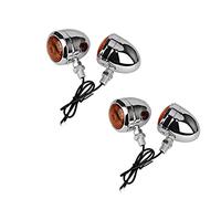 CKryzillix Clignotant LED Moto, Clignotant Moto Signaux de Tour de Moto Indicateur Universal 12V rétro Signal Signal Lights Blinkers en métal 2 PC Noir Chrome(4PC Chrome)
