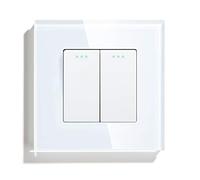 CKryzillix Interupteur Murale 2 Gang 1 Way Boîte Bouton Push Standard Home Switch Noir Blanc Golden avec Panneau en Verre à Cristal pour la Maison(White,2WAY_1)
