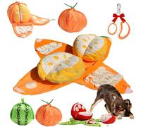 CKryzillix Orange Hide Plush Dog Toy, 3 in 1 Interactive Crinkle Dog Toy, Sniffing Mat That Can Hide Snacks with Crinkle Papers for Small Medium Dogs, Nosework Pet Puzzle Toy for Boredom(Oranges)