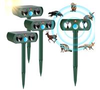 CKUKARM Lot de 4 répulsifs solaires pour animaux répulsifs à ultrasons pour chat et raton laveur pour repousser les écureuils, lapins, chiens, mouffettes pour cour et pelouse