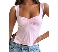 CKurityn Women Sleeveless Side Split Strappy Crop Tanks Top Ruched Sweetheart Neck Backless Sexy Casual Basic Y2K Top