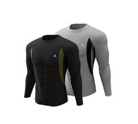 onvallaria Caleçon long pour homme 1/2/3 - Intérieur en polaire thermique - Sous-vêtements de ski - Sous-vêtements thermiques - Sous-vêtements fonctionnels pour l'hiver, Multicolore/noir et gris