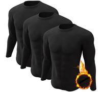 CL convallaria Lot de 2/3 sous-vêtements thermiques pour homme - Haut thermique - Intérieur en polaire - Sous-vêtements fonctionnels - T-shirt thermique à manches longues, A-3 noir., M