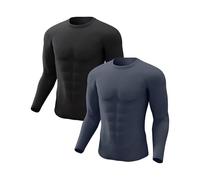 CL convallaria Lot de 2 ou 4 sous-vêtements thermiques pour homme - Doublure en polaire - Long Johns - Couche de base - Haut pour temps froid - Équipement de sport athlétique, 2# - Noir/Anthracite