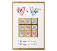 CL&MH Carte à gratter morpion fille ou garçon pour une annonce originale du sexe de bébé,carte à gratter annonce du genre de bébé, jeu de tic tac toe révélateur de genre Fille ou Garçon ? (Fille)