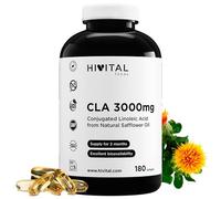 CLA Acide Linoléique Conjugué 3000 mg par dose. 180 perles à base d'Huile Végétale de Carthame 100% Naturelle pour 2 mois de traitement. Fabriqué en Europe par HIVITAL