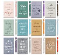 Clabby 12 Coffrets Cadeaux de Remerciement Comprend 12 Mini Cahiers de Motivation et 12 Stylos Inspirants 2 en 1, Idéaux pour Collègues, Enseignants, Bureau et Maison