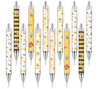 Clabby 12 Pièces Parure de Stylos à Bille avec Motif d'abeille Ensemble Stylo à Bille Rétractable Stylo à Bille de Dessin Animé pour Noël Cadeau pour Fête des Enseignants