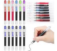 Clabby 12 Pièces Stylo-Plume Jetable, Stylo à Encre à Séchage Rapide, Fournitures d'Art Multicolores à Écriture Douce pour Croquis, Journalisation, Calligraphie et Griffonnage, 8 Couleurs de Base