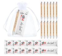 Clabby 12 Sets Schön Dass du Da Bist Cadeaux d'Emballage de Chocolat en Feutre Compatible avec Duplo Stylo à Bille en Bois Sachet en Tulle pour Mariage Anniversaire Baptême Communion, sans Chocolat