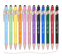 Clabby 12 Stylo à Bille Rétractable avec Stylet pour Enseignants Collègues | Merci pour Tout, Stylo en Métal, Cadeau d'Adieu et d'Appréciation, pour Bureau Personnel, Couleurs Assorties