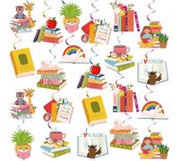 Clabby 22 Décorations Tourbillons à Suspendre de Livres Guirlande à Spirales de Fête de Lecture Tourbillons à Plafond pour Anniversaire Baby Shower Bibliothèque École Club Célébration Décoration