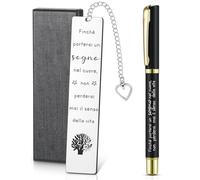 Clabby 3 Pièces Set Cadeaux pour Collègue Enseignant Marque-Page avec des Phrases de Motivation Stylo Inspirant et Coffret Cadeau Marque-Page en Métal Cadeau d'Adieu pour Diplôme Femme Professeur Ami