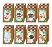 Clabby 32 Pcs Mini Carnets pour Enfants Faveur de Fête des Bois, Mini Bloc-Notes Animaux des Bois Cahier à Spirale Animaux de Forêt Décor Lapin Écureuil Raton Laveur Hibou (Style Mignon)